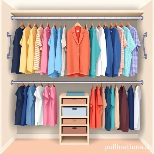 Garde-robe organisée avec vêtements pliés et cintres