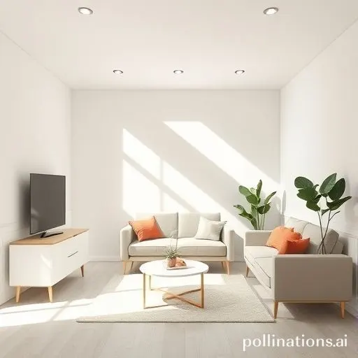 Pièce épurée avec meubles modernes et espaces de rangement intelligents