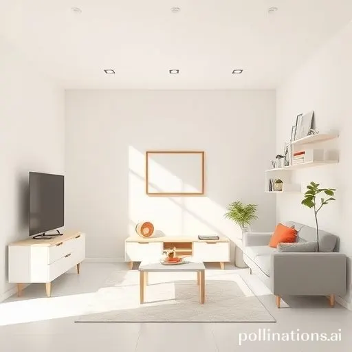 Pièce minimaliste avec meubles modernes et espaces de rangement bien organisés